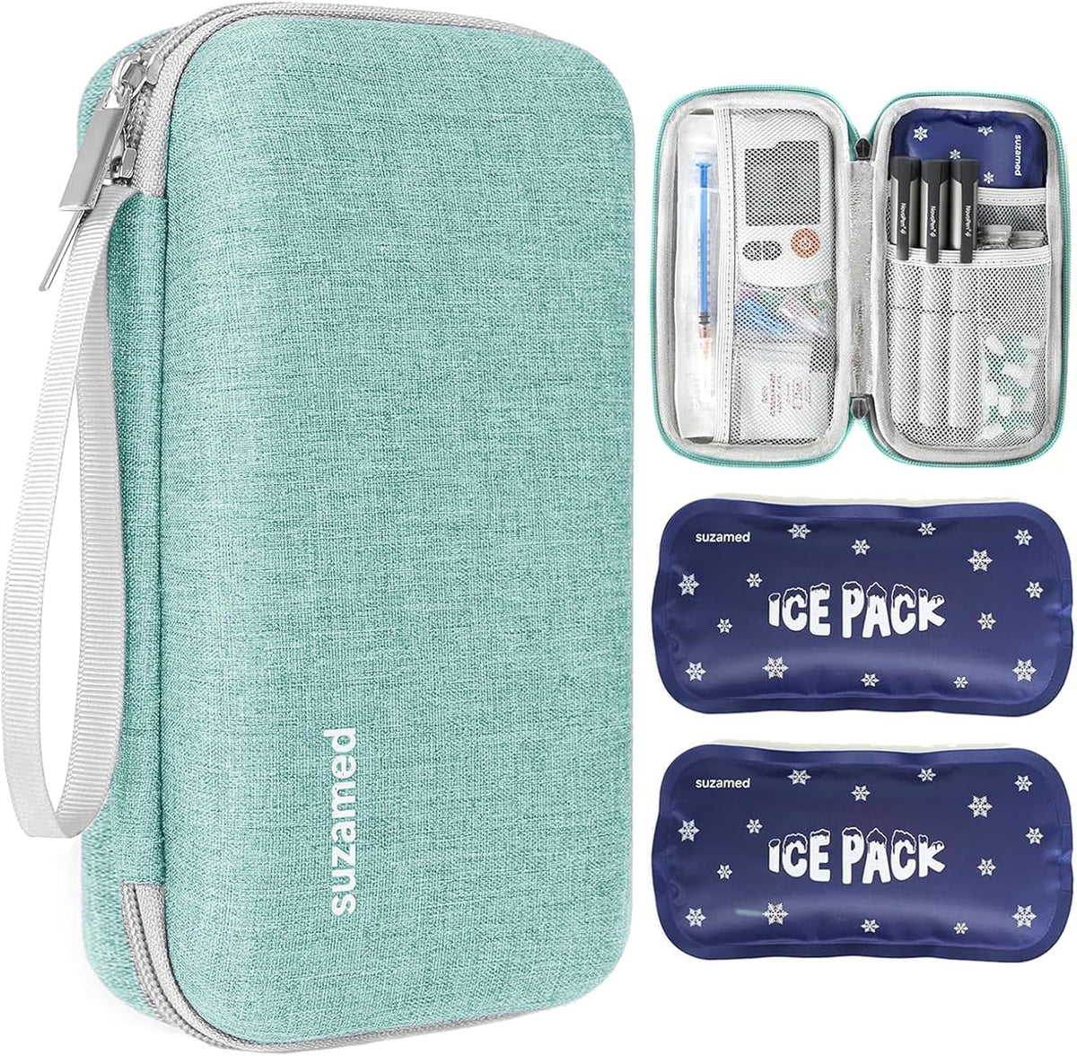 Insulin Cooler Travel Case,EVA Insulation Travel Medicine Kit with 2 Ice Packs for Diabetes Care,Insulin Pen and Other Diabetic Supplies (Black)