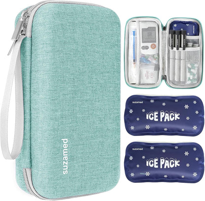 Insulin Cooler Travel Case,EVA Insulation Travel Medicine Kit with 2 Ice Packs for Diabetes Care,Insulin Pen and Other Diabetic Supplies (Black)