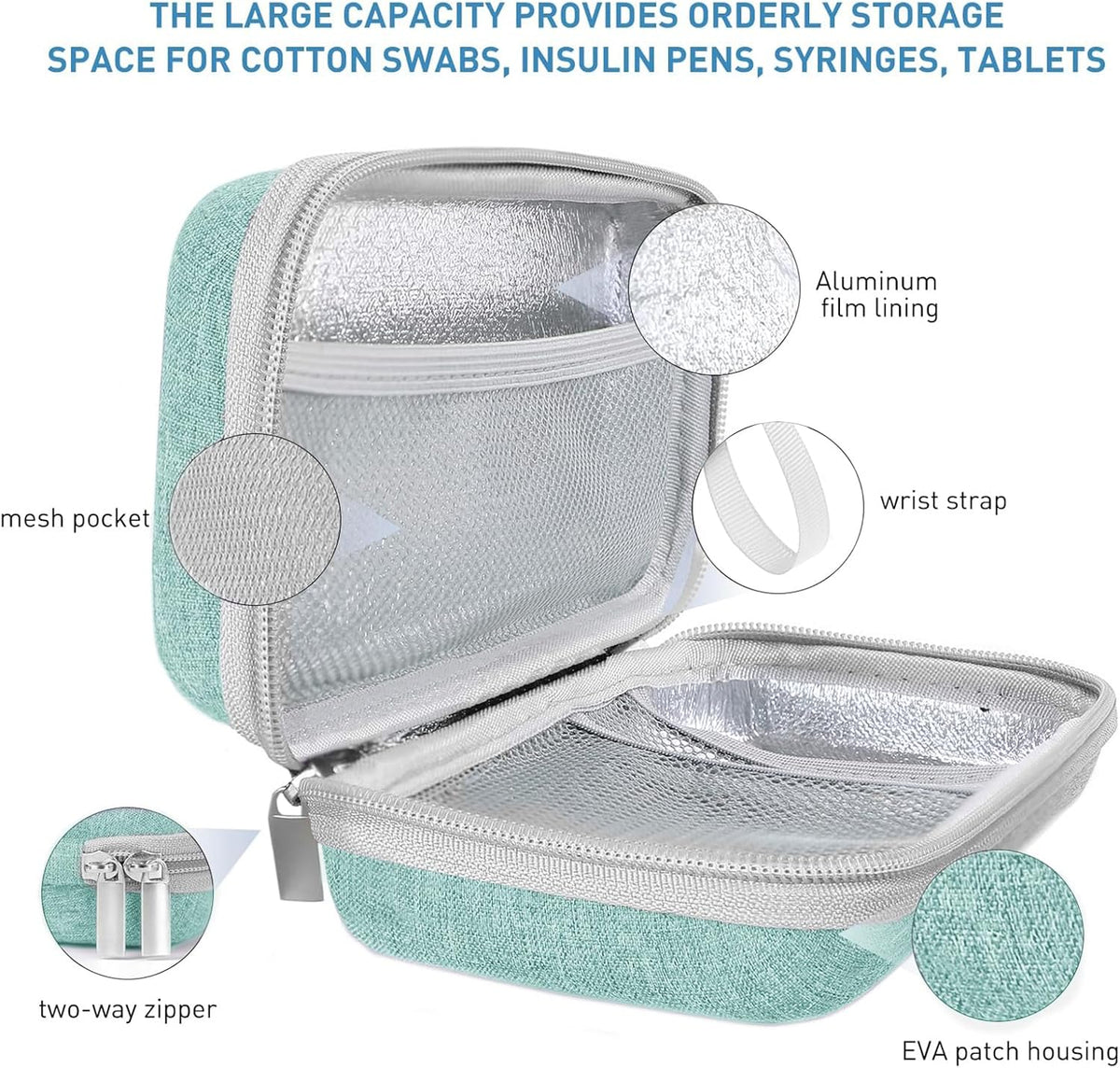 Insulin Cooler Travel Case,EVA Insulation Travel Medicine Kit with 2 Ice Packs for Diabetes Care,Insulin Pen and Other Diabetic Supplies (Black)