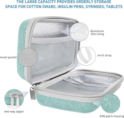 Insulin Cooler Travel Case,EVA Insulation Travel Medicine Kit with 2 Ice Packs for Diabetes Care,Insulin Pen and Other Diabetic Supplies (Black)