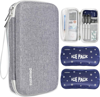 Insulin Cooler Travel Case,EVA Insulation Travel Medicine Kit with 2 Ice Packs for Diabetes Care,Insulin Pen and Other Diabetic Supplies (Black)