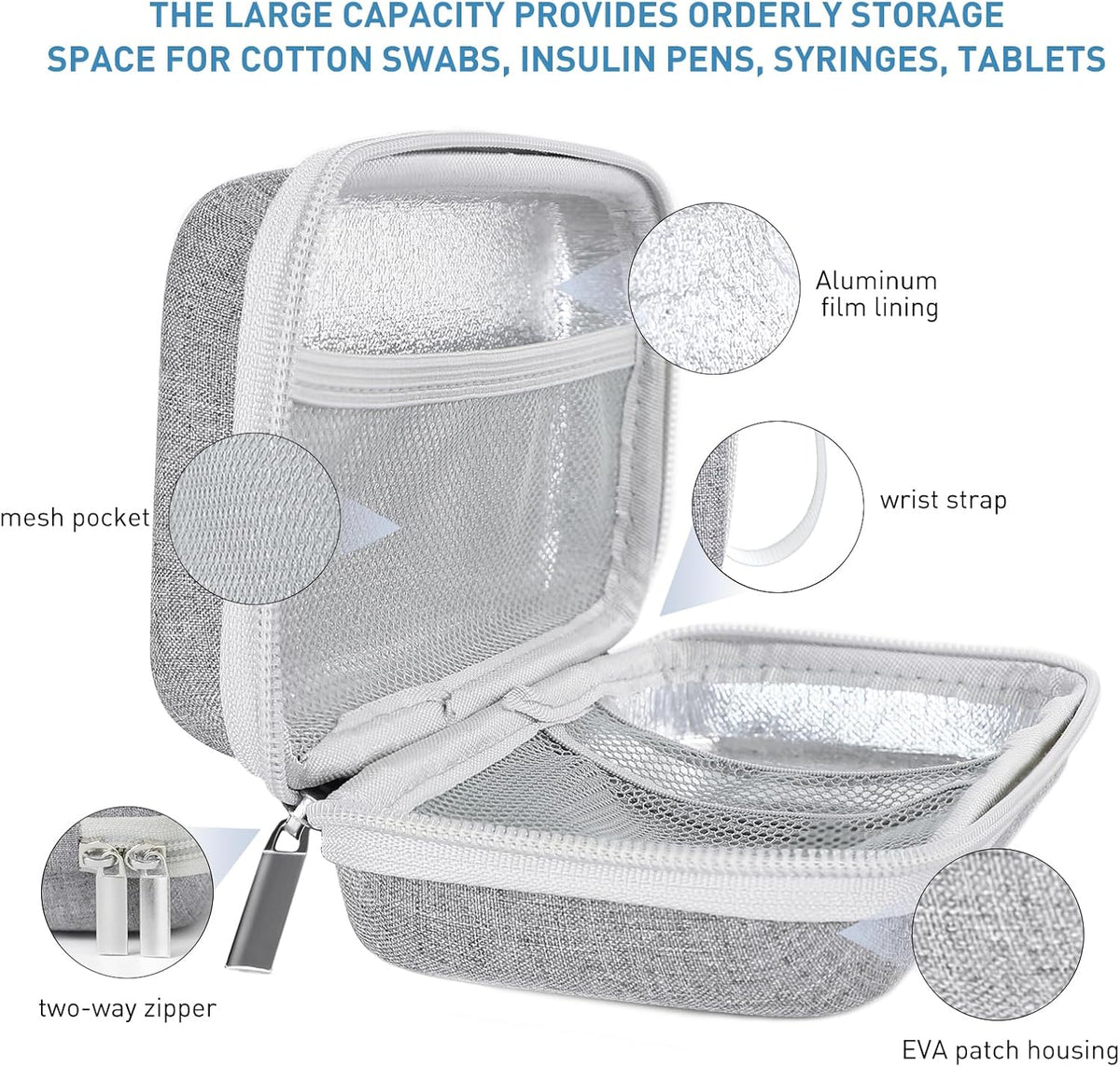 Insulin Cooler Travel Case,EVA Insulation Travel Medicine Kit with 2 Ice Packs for Diabetes Care,Insulin Pen and Other Diabetic Supplies (Black)