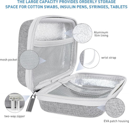 Insulin Cooler Travel Case,EVA Insulation Travel Medicine Kit with 2 Ice Packs for Diabetes Care,Insulin Pen and Other Diabetic Supplies (Black)
