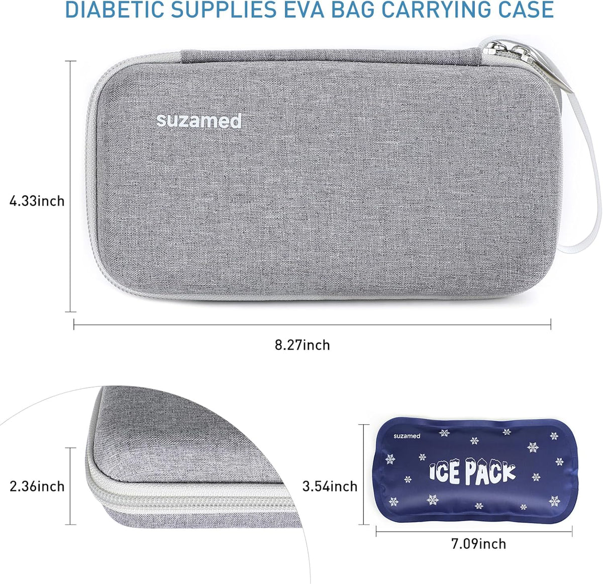 Insulin Cooler Travel Case,EVA Insulation Travel Medicine Kit with 2 Ice Packs for Diabetes Care,Insulin Pen and Other Diabetic Supplies (Black)