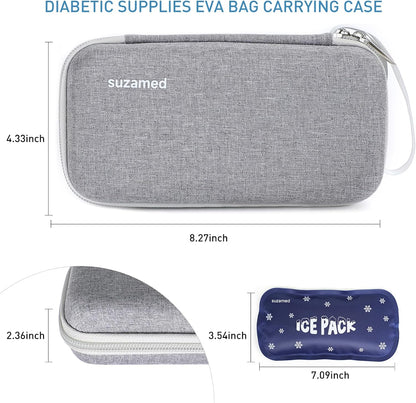 Insulin Cooler Travel Case,EVA Insulation Travel Medicine Kit with 2 Ice Packs for Diabetes Care,Insulin Pen and Other Diabetic Supplies (Black)