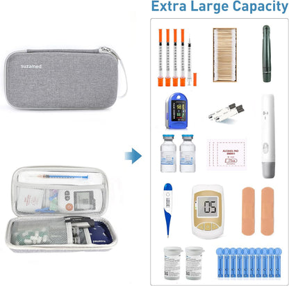 Insulin Cooler Travel Case,EVA Insulation Travel Medicine Kit with 2 Ice Packs for Diabetes Care,Insulin Pen and Other Diabetic Supplies (Black)