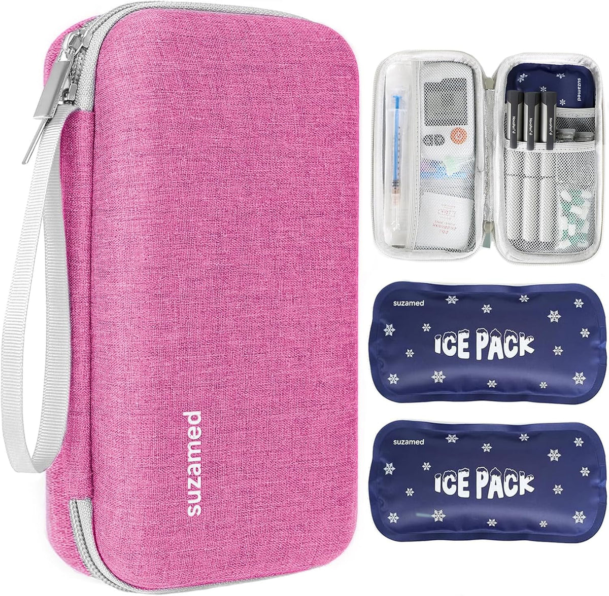 Insulin Cooler Travel Case,EVA Insulation Travel Medicine Kit with 2 Ice Packs for Diabetes Care,Insulin Pen and Other Diabetic Supplies (Black)
