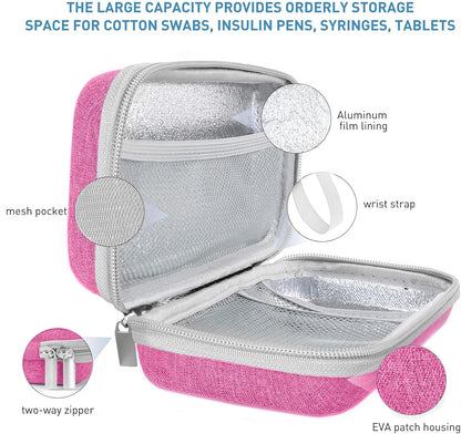Insulin Cooler Travel Case,EVA Insulation Travel Medicine Kit with 2 Ice Packs for Diabetes Care,Insulin Pen and Other Diabetic Supplies (Black)
