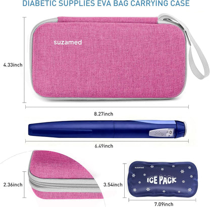 Insulin Cooler Travel Case,EVA Insulation Travel Medicine Kit with 2 Ice Packs for Diabetes Care,Insulin Pen and Other Diabetic Supplies (Black)