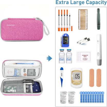 Insulin Cooler Travel Case,EVA Insulation Travel Medicine Kit with 2 Ice Packs for Diabetes Care,Insulin Pen and Other Diabetic Supplies (Black)