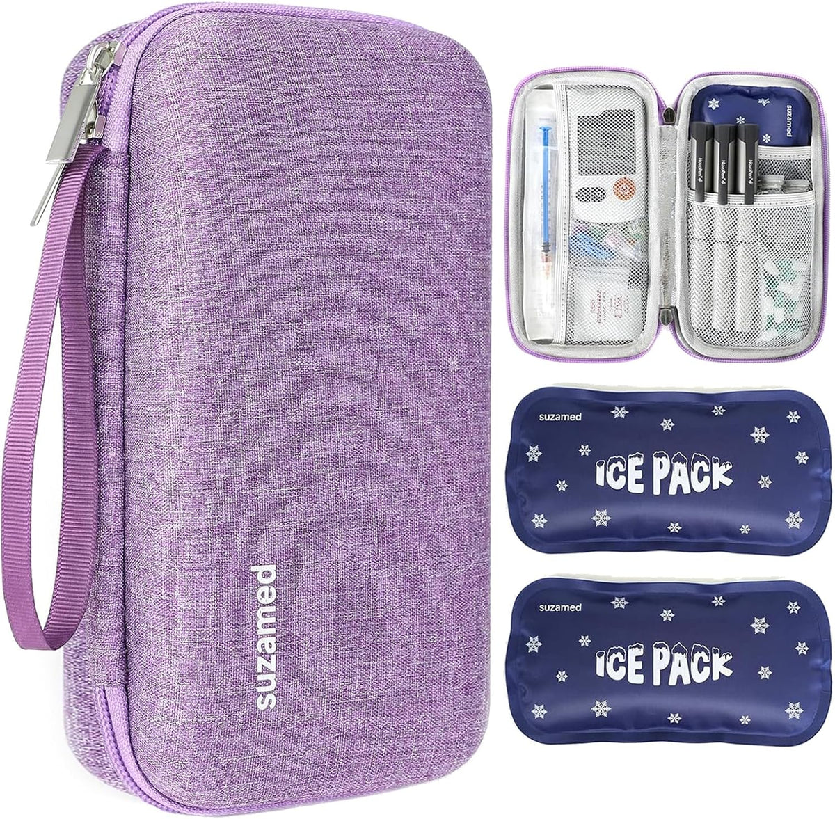 Insulin Cooler Travel Case,EVA Insulation Travel Medicine Kit with 2 Ice Packs for Diabetes Care,Insulin Pen and Other Diabetic Supplies (Black)