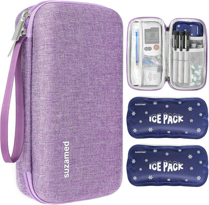 Insulin Cooler Travel Case,EVA Insulation Travel Medicine Kit with 2 Ice Packs for Diabetes Care,Insulin Pen and Other Diabetic Supplies (Black)