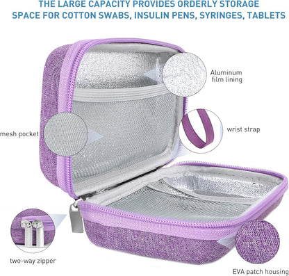Insulin Cooler Travel Case,EVA Insulation Travel Medicine Kit with 2 Ice Packs for Diabetes Care,Insulin Pen and Other Diabetic Supplies (Black)