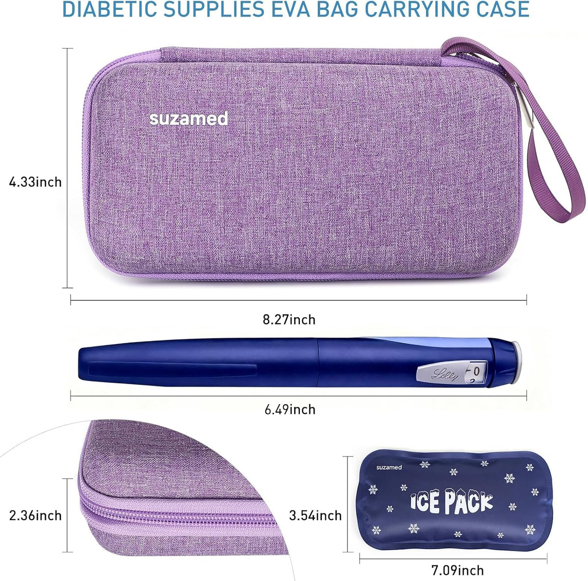 Insulin Cooler Travel Case,EVA Insulation Travel Medicine Kit with 2 Ice Packs for Diabetes Care,Insulin Pen and Other Diabetic Supplies (Black)