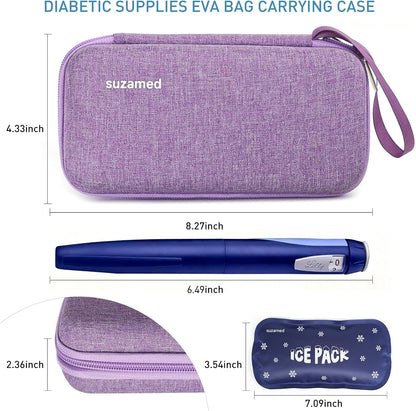 Insulin Cooler Travel Case,EVA Insulation Travel Medicine Kit with 2 Ice Packs for Diabetes Care,Insulin Pen and Other Diabetic Supplies (Black)