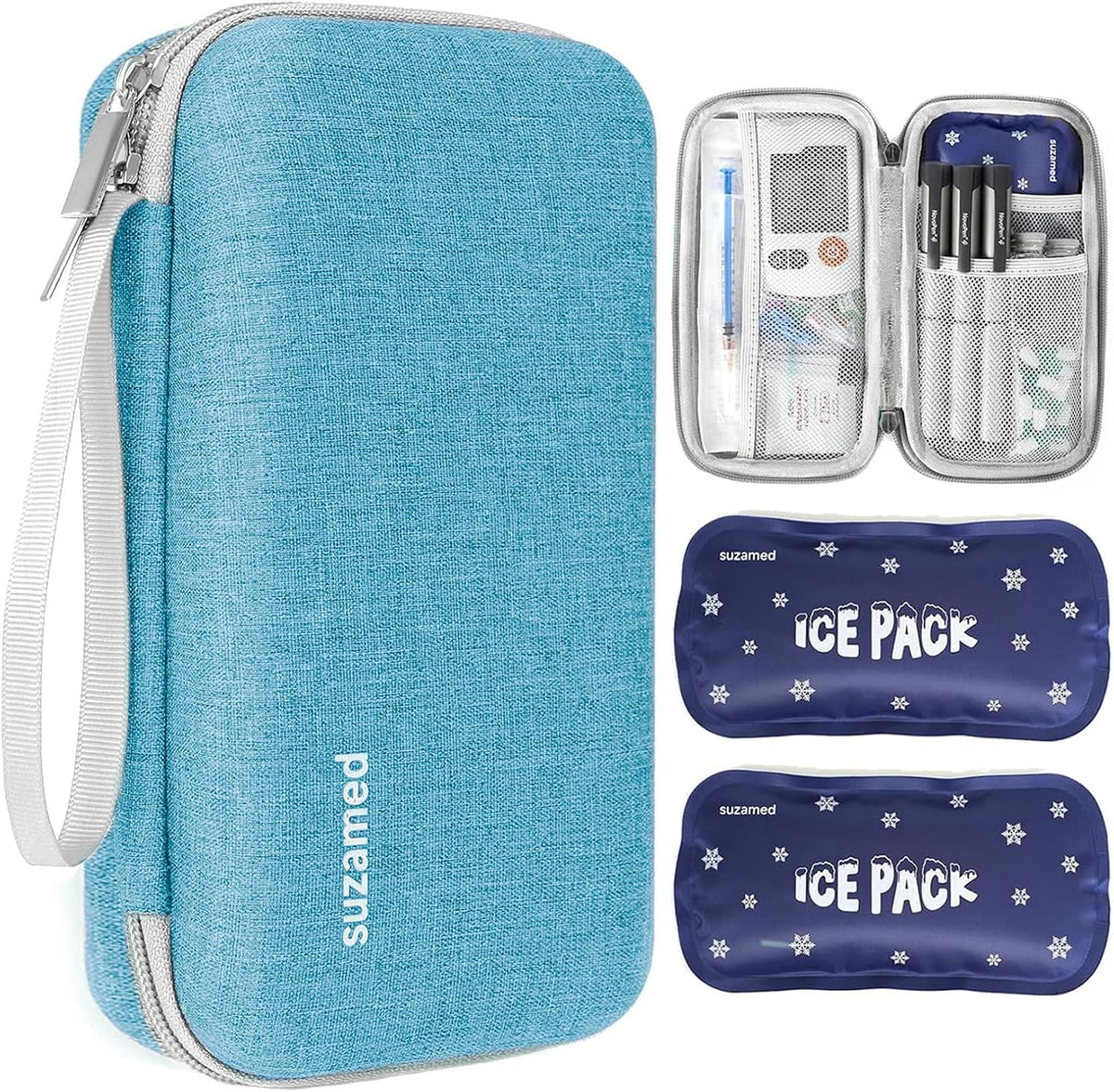 Insulin Cooler Travel Case,EVA Insulation Travel Medicine Kit with 2 Ice Packs for Diabetes Care,Insulin Pen and Other Diabetic Supplies (Black)