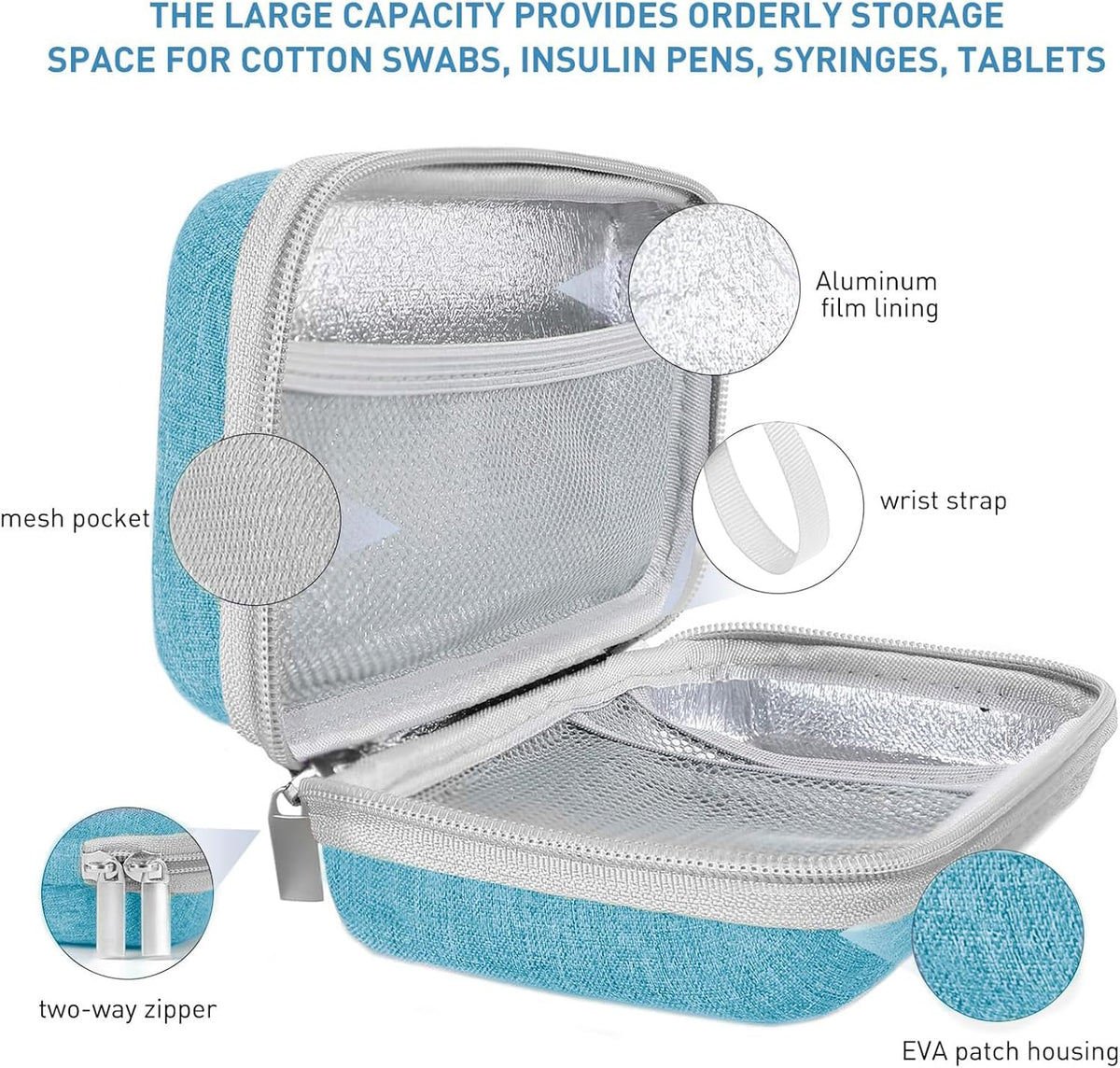 Insulin Cooler Travel Case,EVA Insulation Travel Medicine Kit with 2 Ice Packs for Diabetes Care,Insulin Pen and Other Diabetic Supplies (Black)