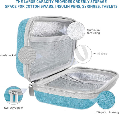 Insulin Cooler Travel Case,EVA Insulation Travel Medicine Kit with 2 Ice Packs for Diabetes Care,Insulin Pen and Other Diabetic Supplies (Black)