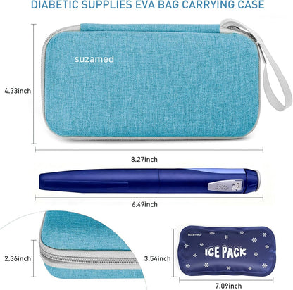 Insulin Cooler Travel Case,EVA Insulation Travel Medicine Kit with 2 Ice Packs for Diabetes Care,Insulin Pen and Other Diabetic Supplies (Black)