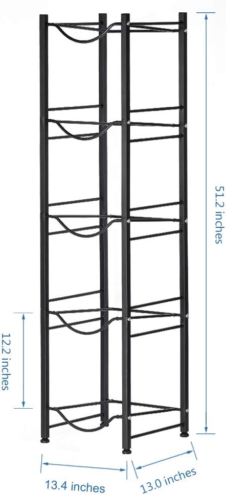 Water Cooler Jug Rack Dispenser 5 Tier Heavy Duty Detachable Metal Water Bottle Storage Shelf Organizer for 5 Gallon Water Jug Holder for Home Office Kitchen Breakroom