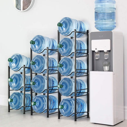Water Cooler Jug Rack Dispenser 5 Tier Heavy Duty Detachable Metal Water Bottle Storage Shelf Organizer for 5 Gallon Water Jug Holder for Home Office Kitchen Breakroom