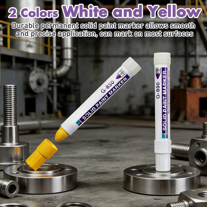 2 Pcs Solid Paint Markers Waterproof Fade Resistant Permanent Marker Pens for Metal Tire Glass Wood Home and Industrial Long Lasting Pens Suitable for Wet Oil Concrete Surfaces