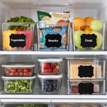18 Extra Large Reusable Chalkboard Labels, 5 x 7 Inch Vinyl | 18 cuttable black vinyl chalkboard labels for storage bins, pantry containers, classroom supplies, garage totes, and signs