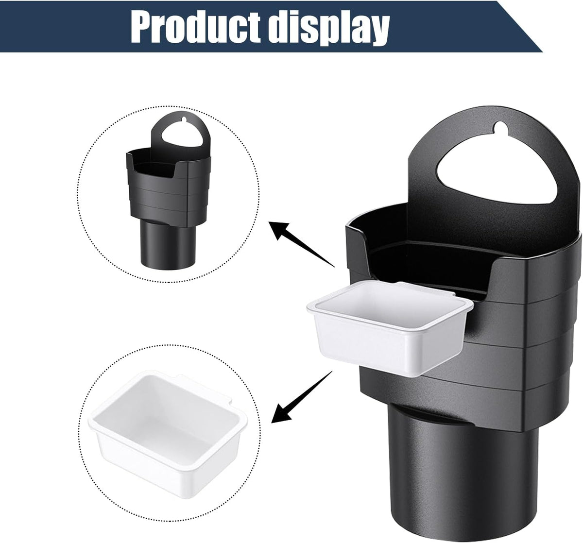 1 PC French Fry Holder, Plastic Storage Box, Waterproof Sauce Container, Center Console Organizer, Multifunctional Auto Interior Decoration, Universal for Most Cars, Trucks (Black)