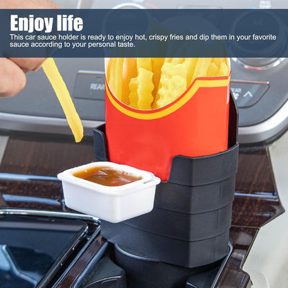 1 PC French Fry Holder, Plastic Storage Box, Waterproof Sauce Container, Center Console Organizer, Multifunctional Auto Interior Decoration, Universal for Most Cars, Trucks (Black)