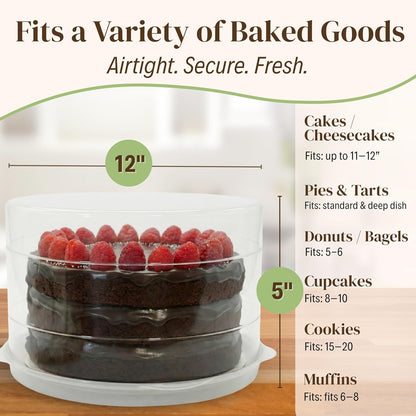Evelots 10-Inch Airtight Food Storage Container with Lid - Portable Carrier for Pies, Cakes, Cupcakes & More - BPA-Free Clear Plastic - Secure & Easy Transport