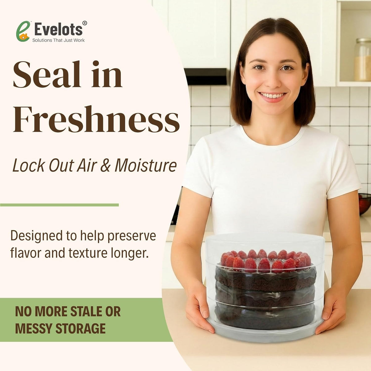 Evelots 10-Inch Airtight Food Storage Container with Lid - Portable Carrier for Pies, Cakes, Cupcakes & More - BPA-Free Clear Plastic - Secure & Easy Transport