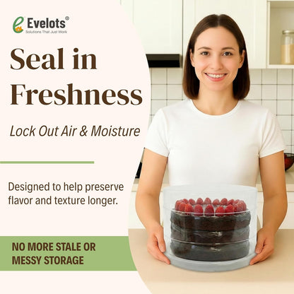 Evelots 10-Inch Airtight Food Storage Container with Lid - Portable Carrier for Pies, Cakes, Cupcakes & More - BPA-Free Clear Plastic - Secure & Easy Transport