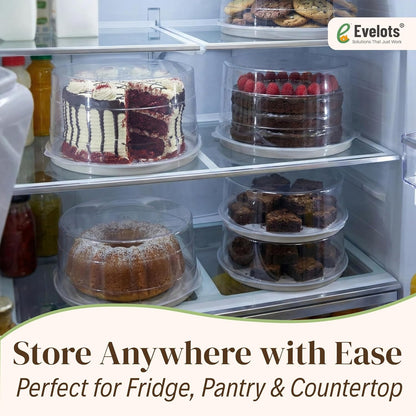 Evelots 10-Inch Airtight Food Storage Container with Lid - Portable Carrier for Pies, Cakes, Cupcakes & More - BPA-Free Clear Plastic - Secure & Easy Transport
