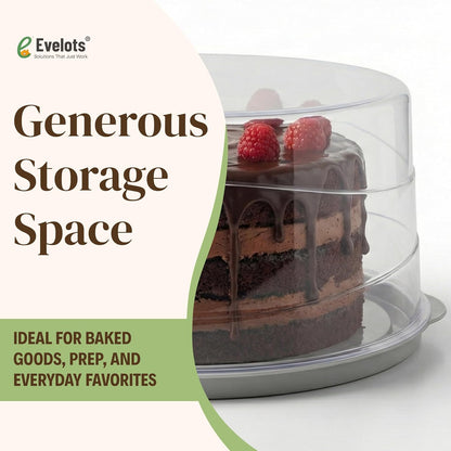 Evelots 10-Inch Airtight Food Storage Container with Lid - Portable Carrier for Pies, Cakes, Cupcakes & More - BPA-Free Clear Plastic - Secure & Easy Transport
