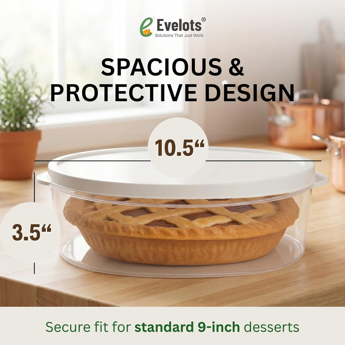 Evelots 10-Inch Airtight Food Storage Container with Lid - Portable Carrier for Pies, Cakes, Cupcakes & More - BPA-Free Clear Plastic - Secure & Easy Transport