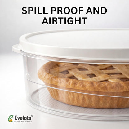 Evelots 10-Inch Airtight Food Storage Container with Lid - Portable Carrier for Pies, Cakes, Cupcakes & More - BPA-Free Clear Plastic - Secure & Easy Transport
