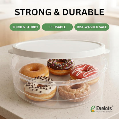 Evelots 10-Inch Airtight Food Storage Container with Lid - Portable Carrier for Pies, Cakes, Cupcakes & More - BPA-Free Clear Plastic - Secure & Easy Transport