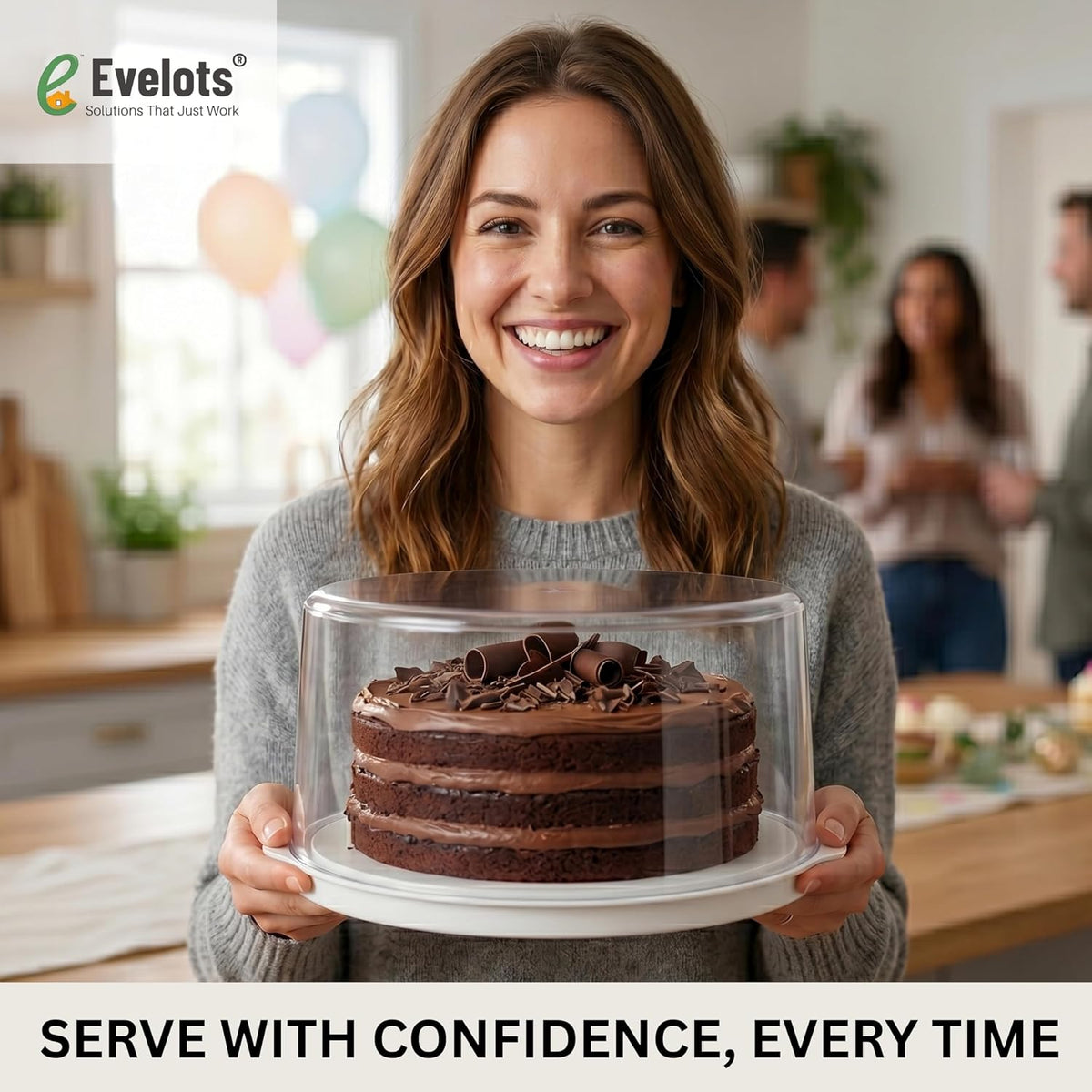 Evelots 10-Inch Airtight Food Storage Container with Lid - Portable Carrier for Pies, Cakes, Cupcakes & More - BPA-Free Clear Plastic - Secure & Easy Transport