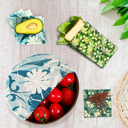 Reusable Beeswax Wrap, Eco-Friendly Beeswax Wraps For Food, Organic, Sustainable, Biodegradable, Zero Waste, Plastic-Free Food Storage (Flowers and Leaves)