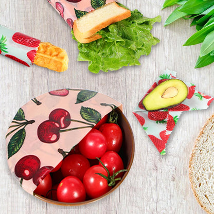 Reusable Beeswax Wrap, Eco-Friendly Beeswax Wraps For Food, Organic, Sustainable, Biodegradable, Zero Waste, Plastic-Free Food Storage (Flowers and Leaves)