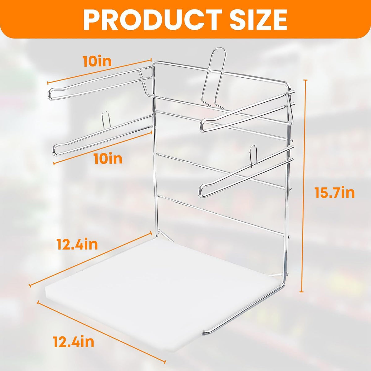 Bag Holder Stand for Plastic Bags – 15.7”Wx12.4”Dx12.4”H Metal Grocery Sack Holder and Dispenser Chrome T Shirt Bag Holder Rack Shopping Bag Holders for Grocery Bags for Retail and Store Use