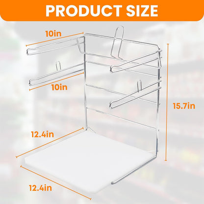 Bag Holder Stand for Plastic Bags – 15.7”Wx12.4”Dx12.4”H Metal Grocery Sack Holder and Dispenser Chrome T Shirt Bag Holder Rack Shopping Bag Holders for Grocery Bags for Retail and Store Use