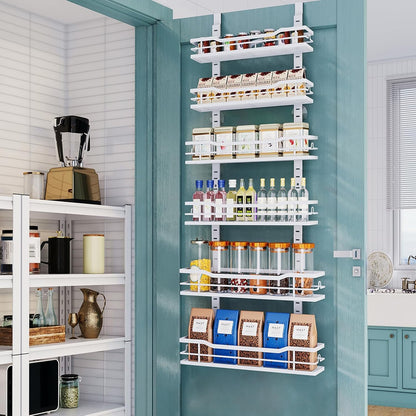 Eastherry Over The Door Pantry Organizer，9-Tier Over The Door Organizer with Adjustable Basket，Metal Hanging Pantry Organizers and Storage for Kitchen, Back of Door Seasoning Rack (Black)