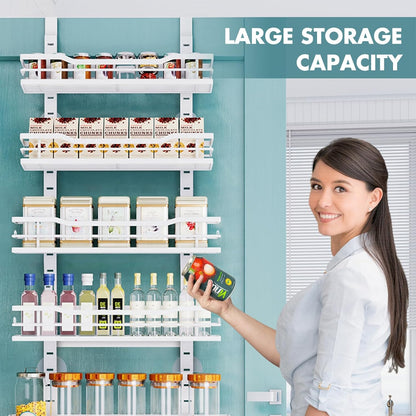 Eastherry Over The Door Pantry Organizer，9-Tier Over The Door Organizer with Adjustable Basket，Metal Hanging Pantry Organizers and Storage for Kitchen, Back of Door Seasoning Rack (Black)