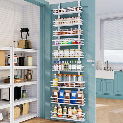 Eastherry Over The Door Pantry Organizer，9-Tier Over The Door Organizer with Adjustable Basket，Metal Hanging Pantry Organizers and Storage for Kitchen, Back of Door Seasoning Rack (Black)