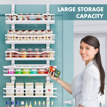 Eastherry Over The Door Pantry Organizer，9-Tier Over The Door Organizer with Adjustable Basket，Metal Hanging Pantry Organizers and Storage for Kitchen, Back of Door Seasoning Rack (Black)