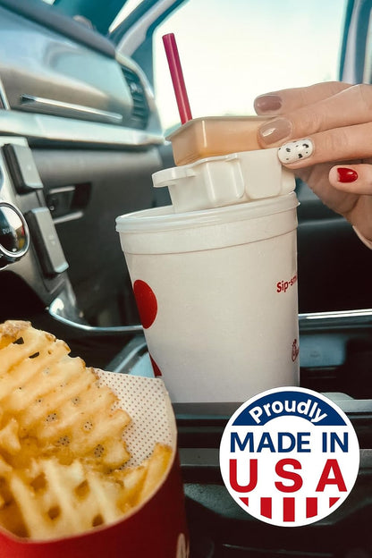 4 Pack Stay Saucy Dipping Sauce Holders for Car – Cup & Straw Mount Clips for Stanley Tumblers – French Fry & Nugget Condiment Clip – Ketchup & Ranch | Made in USA