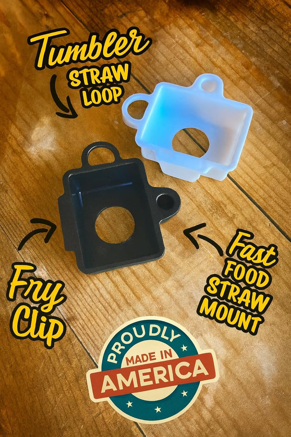 4 Pack Stay Saucy Dipping Sauce Holders for Car – Cup & Straw Mount Clips for Stanley Tumblers – French Fry & Nugget Condiment Clip – Ketchup & Ranch | Made in USA