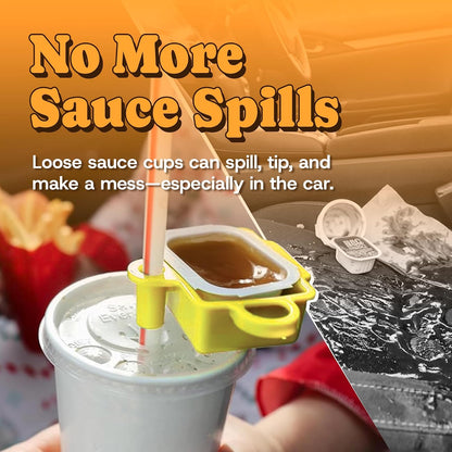 4 Pack Stay Saucy Dipping Sauce Holders for Car – Cup & Straw Mount Clips for Stanley Tumblers – French Fry & Nugget Condiment Clip – Ketchup & Ranch | Made in USA