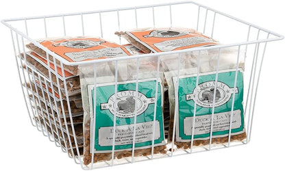 Freezer Organizer Bin, Kitchen Metal Wire Storage Basket, Pantry Cupboard Household Container Divider with Handles, Bathroom, Closet, Bedroom, Office, Rustproof - White（4）